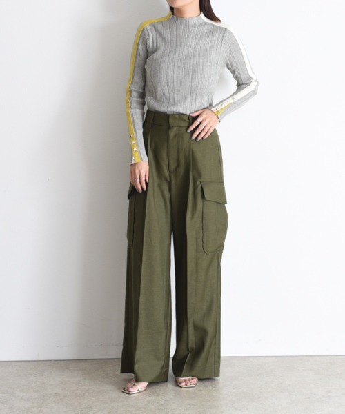 Eimee Law（エイミーロウ）の「配色ラインランダムリブニット（ニット/セーター・レディース・ブラック/アイボリー/チャコールグレー/ベージュ/ブルーグリーン/グレー/モカ/ライトピンク・38/FREE）」の9枚目の写真