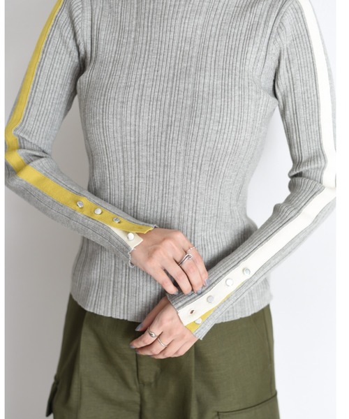 Eimee Law（エイミーロウ）の「配色ラインランダムリブニット（ニット/セーター・レディース・ブラック/アイボリー/チャコールグレー/ベージュ/ブルーグリーン/グレー/モカ/ライトピンク・38/FREE）」の15枚目の写真