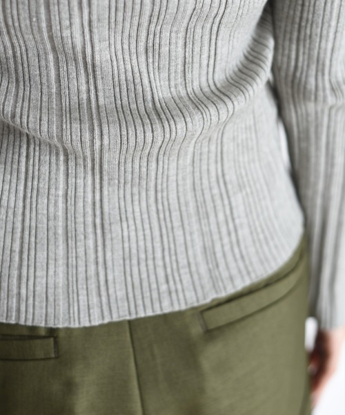 Eimee Law（エイミーロウ）の「配色ラインランダムリブニット（ニット/セーター・レディース・ブラック/アイボリー/チャコールグレー/ベージュ/ブルーグリーン/グレー/モカ/ライトピンク・38/FREE）」の16枚目の写真