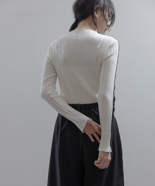 Eimee Law(エイミーロウ)の「配色ラインランダムリブニット(ニット/セーター・レディース・ブラック/アイボリー/チャコールグレー/ベージュ/ブルーグリーン/グレー/モカ/ライトピンク/グレー系その他・38/FREE)」の13枚目の写真