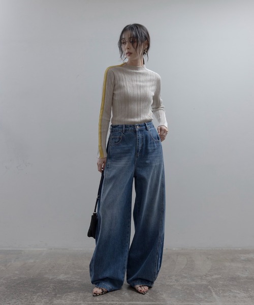 Eimee Law(エイミーロウ)の「配色ラインランダムリブニット(ニット/セーター・レディース・ブラック/アイボリー/チャコールグレー/ベージュ/ブルーグリーン/グレー/モカ/ライトピンク/グレー系その他・38/FREE)」の20枚目の写真