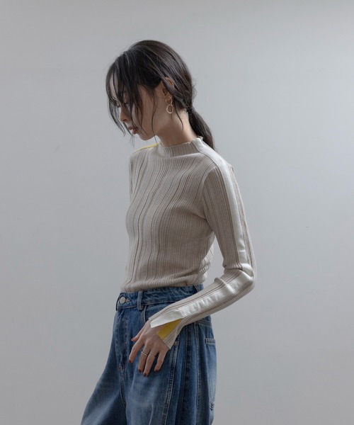 Eimee Law(エイミーロウ)の「配色ラインランダムリブニット(ニット/セーター・レディース・ブラック/アイボリー/チャコールグレー/ベージュ/ブルーグリーン/グレー/モカ/ライトピンク/グレー系その他・38/FREE)」の22枚目の写真