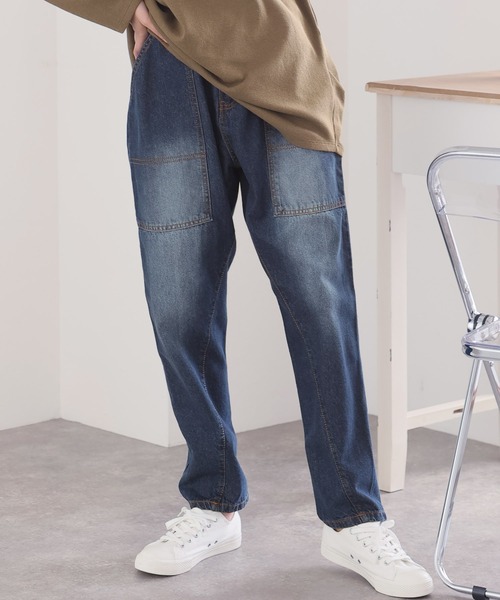 PourVous(プールヴー)の「ビッグベイカーポケットデニムパンツ(デニムパンツ・レディース・ワンウォッシュ/ネイビー・M/L/XL/3L/4L)」の12枚目の写真