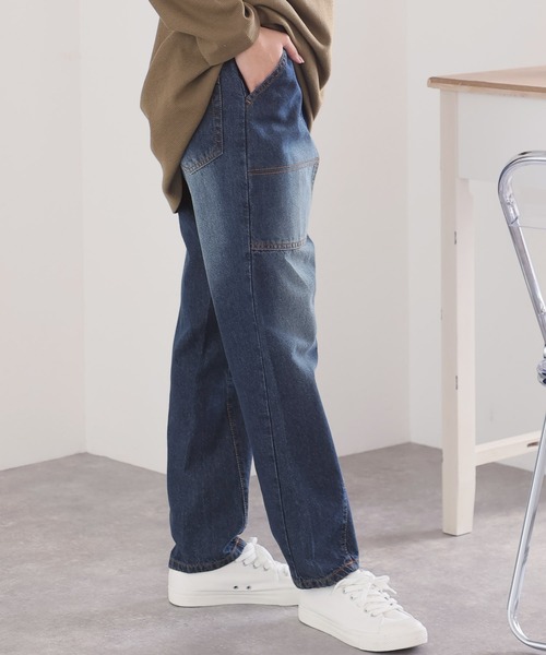 PourVous(プールヴー)の「ビッグベイカーポケットデニムパンツ(デニムパンツ・レディース・ワンウォッシュ/ネイビー・M/L/XL/3L/4L)」の14枚目の写真