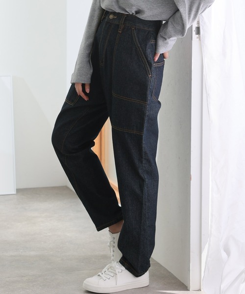 PourVous(プールヴー)の「ビッグベイカーポケットデニムパンツ(デニムパンツ・レディース・ワンウォッシュ/ネイビー・M/L/XL/3L/4L)」の10枚目の写真