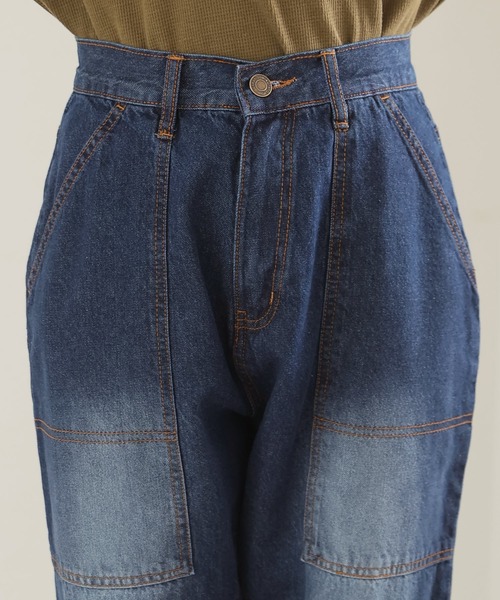 PourVous(プールヴー)の「ビッグベイカーポケットデニムパンツ(デニムパンツ・レディース・ワンウォッシュ/ネイビー・M/L/XL/3L/4L)」の13枚目の写真