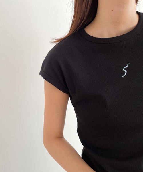CANAL JEAN(キャナルジーン)の「El mar 5+クルーネックフレンチスリーブTシャツ(Tシャツ/カットソー・レディース・ホワイト/ブラック・ONE SIZE)」の8枚目の写真