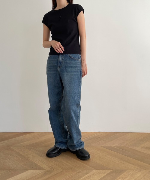 CANAL JEAN(キャナルジーン)の「El mar 5+クルーネックフレンチスリーブTシャツ(Tシャツ/カットソー・レディース・ホワイト/ブラック・ONE SIZE)」の9枚目の写真