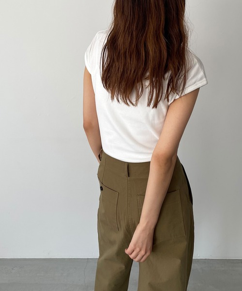 CANAL JEAN(キャナルジーン)の「El mar 5+クルーネックフレンチスリーブTシャツ(Tシャツ/カットソー・レディース・ホワイト/ブラック・ONE SIZE)」の4枚目の写真