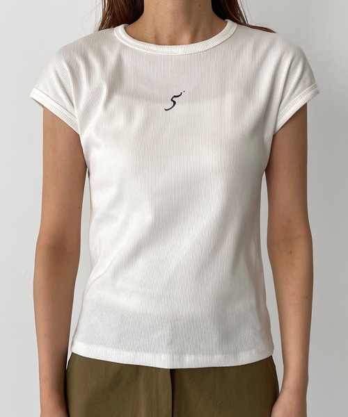 CANAL JEAN(キャナルジーン)の「El mar 5+クルーネックフレンチスリーブTシャツ(Tシャツ/カットソー・レディース・ホワイト/ブラック・ONE SIZE)」の10枚目の写真
