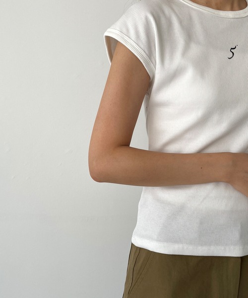 CANAL JEAN(キャナルジーン)の「El mar 5+クルーネックフレンチスリーブTシャツ(Tシャツ/カットソー・レディース・ホワイト/ブラック・ONE SIZE)」の14枚目の写真