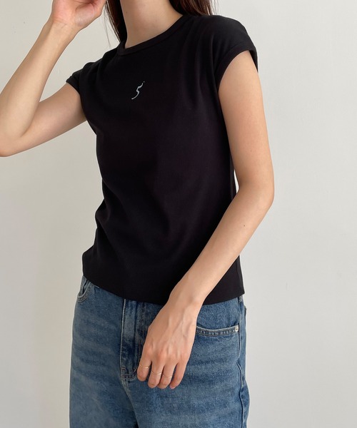 CANAL JEAN(キャナルジーン)の「El mar 5+クルーネックフレンチスリーブTシャツ(Tシャツ/カットソー・レディース・ホワイト/ブラック・ONE SIZE)」の16枚目の写真