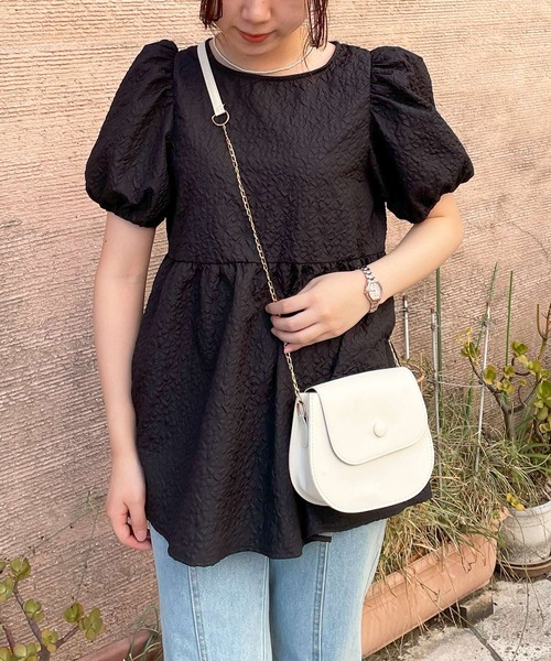 frunco(フランコ)の「emboss peplum blouse(シャツ/ブラウス・レディース・ブラック/ホワイト・FREE)」の22枚目の写真