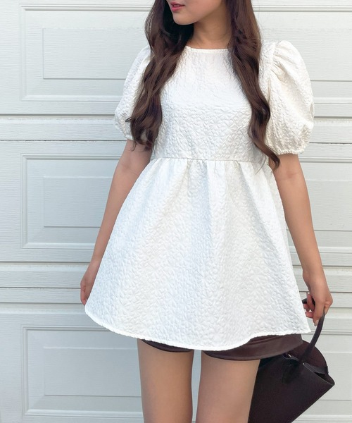 frunco(フランコ)の「emboss peplum blouse(シャツ/ブラウス・レディース・ブラック/ホワイト・FREE)」の11枚目の写真