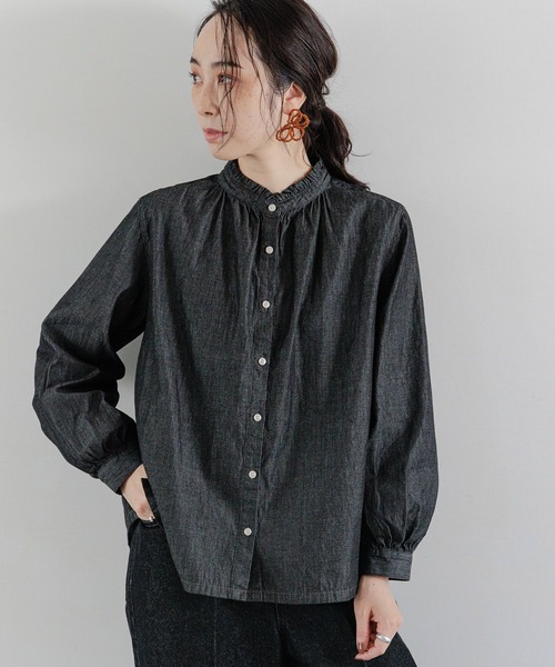 studio CLIP（スタディオクリップ）の「シングルガーゼ襟フリルブラウス（シャツ/ブラウス・レディース・ブラック/その他4/インディゴブルー/その他3/オフホワイト/その他2/その他1・LARGE/MEDIUM）」の13枚目の写真