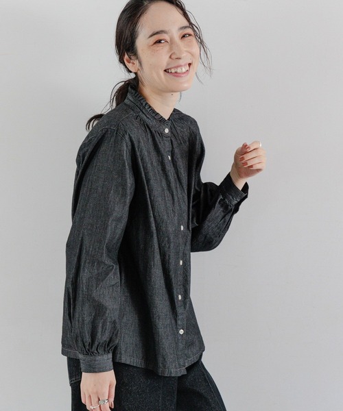 studio CLIP（スタディオクリップ）の「シングルガーゼ襟フリルブラウス（シャツ/ブラウス・レディース・ブラック/その他4/インディゴブルー/その他3/オフホワイト/その他2/その他1・LARGE/MEDIUM）」の15枚目の写真