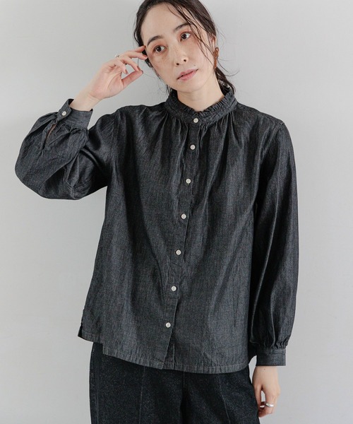 studio CLIP（スタディオクリップ）の「シングルガーゼ襟フリルブラウス（シャツ/ブラウス・レディース・ブラック/その他4/インディゴブルー/その他3/オフホワイト/その他2/その他1・LARGE/MEDIUM）」の16枚目の写真