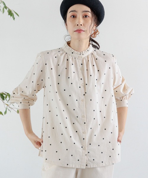 studio CLIP（スタディオクリップ）の「シングルガーゼ襟フリルブラウス（シャツ/ブラウス・レディース・ブラック/その他4/インディゴブルー/その他3/オフホワイト/その他2/その他1・LARGE/MEDIUM）」の18枚目の写真