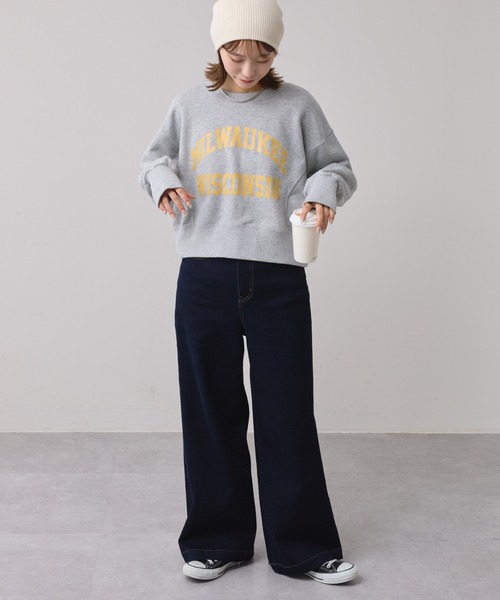 CIAOPANIC TYPY（チャオパニックティピー）の「【新色追加】きれいめクロップド丈カレッジスウェット（スウェット・レディース・チャコールグレー/グレー/ホワイト/ピンク/ブルー・ONE SIZE）」の18枚目の写真