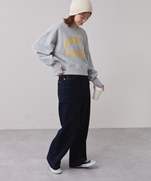 CIAOPANIC TYPY（チャオパニックティピー）の「【新色追加】きれいめクロップド丈カレッジスウェット（スウェット・レディース・チャコールグレー/グレー/ホワイト/ピンク/ブルー・ONE SIZE）」の20枚目の写真