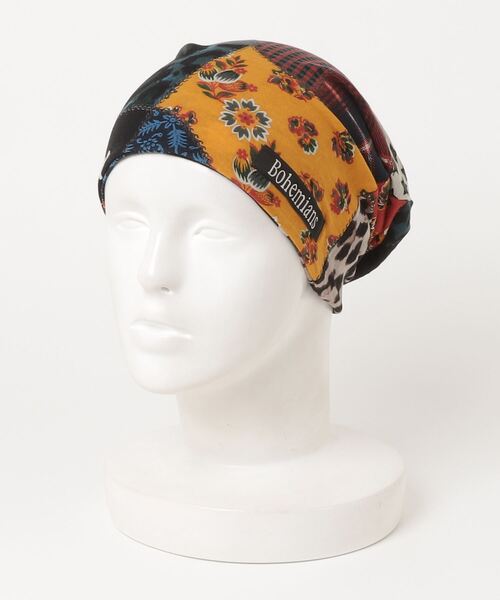 BOHEMIANS(ボヘミアンズ)の「BOHEMIANS/ボヘミアンズ CRAZY PATCH WATCH CAP クレイジーパッチワッチキャップ BH-09-07(ニットキャップ/ビーニー・レディース・イエロー/ピンク・S)」の2枚目の写真