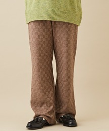 CUBE SUGAR | ブロック柄ニットソーセミフレアパンツ(その他パンツ)