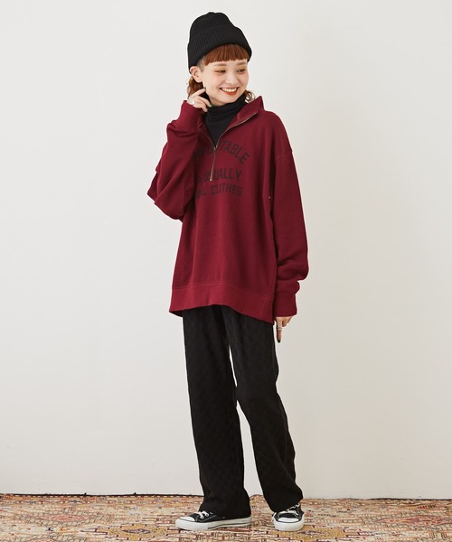 CUBE SUGAR（キューブシュガー）の「ブロック柄ニットソーセミフレアパンツ（その他パンツ・レディース・ブラック/ブルー/ブラウン/パープル・M）」の6枚目の写真