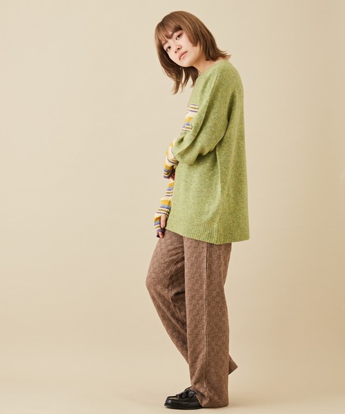 CUBE SUGAR（キューブシュガー）の「ブロック柄ニットソーセミフレアパンツ（その他パンツ・レディース・ブラック/ブルー/ブラウン/パープル・M）」の10枚目の写真