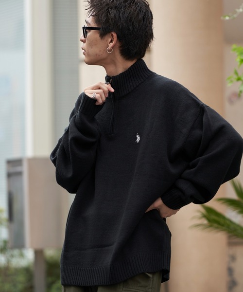 SHOOP シュープ ニット ハンドステッチ ユニセックス ブラック ゆったり POWDER SNOW WASH COTTON TUNIC DRESS(XS Black): Vintage 1.1