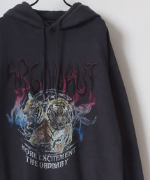 Oversize Vintage Rock Sweat Parka/オーバーサイズ ヴィンテージ加工 ロックテイスト スウェット パーカー フーディー/レディース メンズ