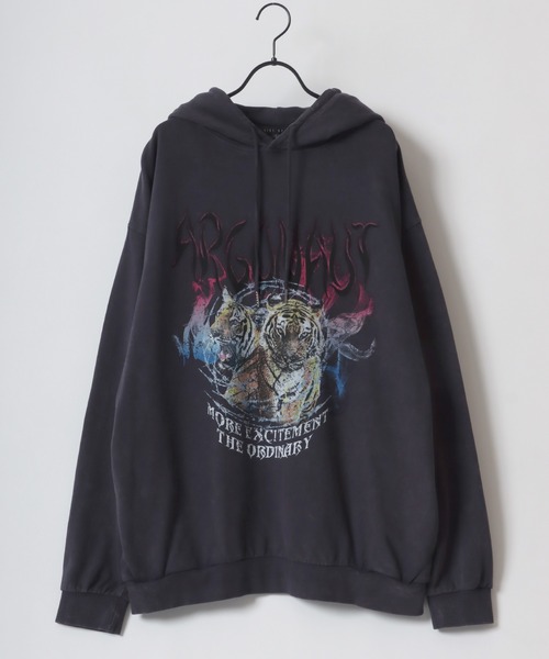 Lazar（ラザル）の「Oversize Vintage Rock Sweat Parka/オーバーサイズ ヴィンテージ加工 ロックテイスト スウェット パーカー フーディー/レディース メンズ（パーカー・メンズ・ブラック系その他/ブラック系その他3/ブラック系その他2・L/M）」の6枚目の写真