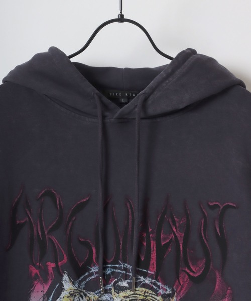 Lazar（ラザル）の「Oversize Vintage Rock Sweat Parka/オーバーサイズ ヴィンテージ加工 ロックテイスト スウェット パーカー フーディー/レディース メンズ（パーカー・メンズ・ブラック系その他/ブラック系その他3/ブラック系その他2・L/M）」の8枚目の写真