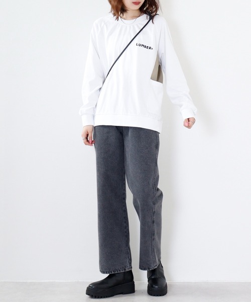 美品　完売品　COLUMN コラム　レザーパッチ　ポケット　Tシャツ　L LUMBER スイッチングポケット長袖Tシャツ（Tシャツ/カットソー