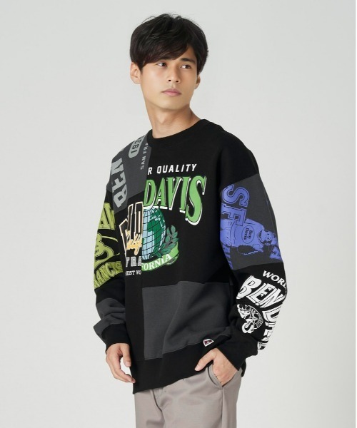 BEN DAVIS（ベンデイビス）の「【BEN DAVIS】パッチワークスウェット（スウェット・メンズ・ブラック/ホワイト/サックスブルー・L/XL/M）」の9枚目の写真