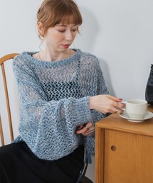 WEGO | WEGO/【23年秋冬新作】メランジメッシュリボンプルオーバー(ニット/セーター)