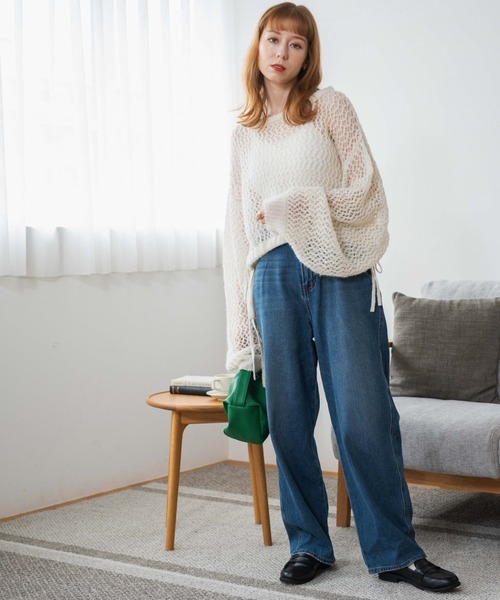 WEGO(ウィゴー)の「WEGO/メランジメッシュリボンプルオーバー(ニット/セーター・レディース・ブルー/ホワイト/杢グレー・FREE)」の10枚目の写真