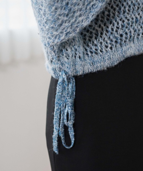 WEGO(ウィゴー)の「WEGO/メランジメッシュリボンプルオーバー(ニット/セーター・レディース・ブルー/ホワイト/杢グレー・FREE)」の15枚目の写真