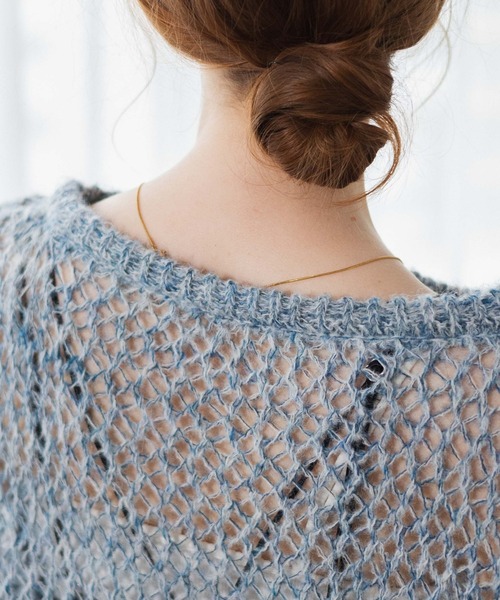 WEGO(ウィゴー)の「WEGO/メランジメッシュリボンプルオーバー(ニット/セーター・レディース・ブルー/ホワイト/杢グレー・FREE)」の16枚目の写真