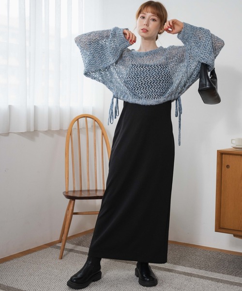 WEGO(ウィゴー)の「WEGO/メランジメッシュリボンプルオーバー(ニット/セーター・レディース・ブルー/ホワイト/杢グレー・FREE)」の12枚目の写真