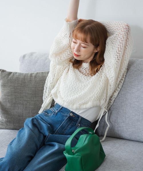 WEGO(ウィゴー)の「WEGO/メランジメッシュリボンプルオーバー(ニット/セーター・レディース・ブルー/ホワイト/杢グレー・FREE)」の20枚目の写真