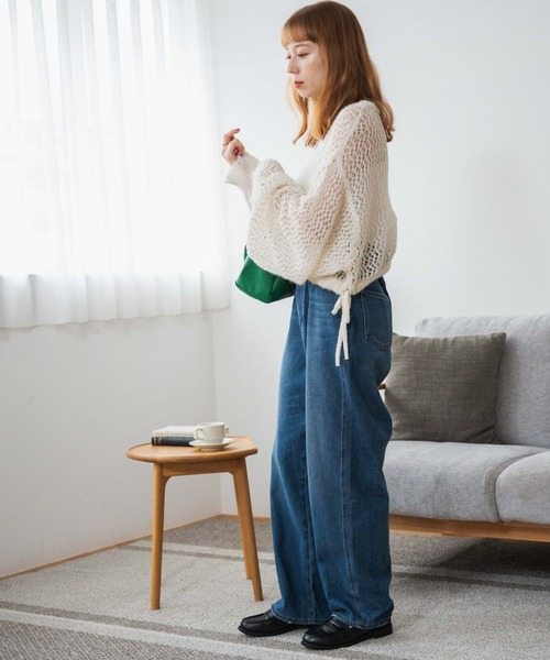 WEGO(ウィゴー)の「WEGO/メランジメッシュリボンプルオーバー(ニット/セーター・レディース・ブルー/ホワイト/杢グレー・FREE)」の21枚目の写真