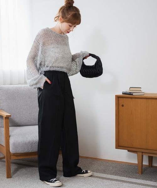 WEGO(ウィゴー)の「WEGO/メランジメッシュリボンプルオーバー(ニット/セーター・レディース・ブルー/ホワイト/杢グレー・FREE)」の11枚目の写真