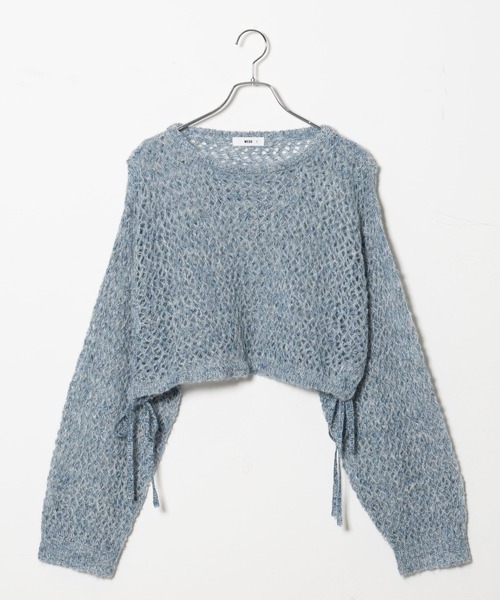 WEGO(ウィゴー)の「WEGO/メランジメッシュリボンプルオーバー(ニット/セーター・レディース・ブルー/ホワイト/杢グレー・FREE)」の6枚目の写真