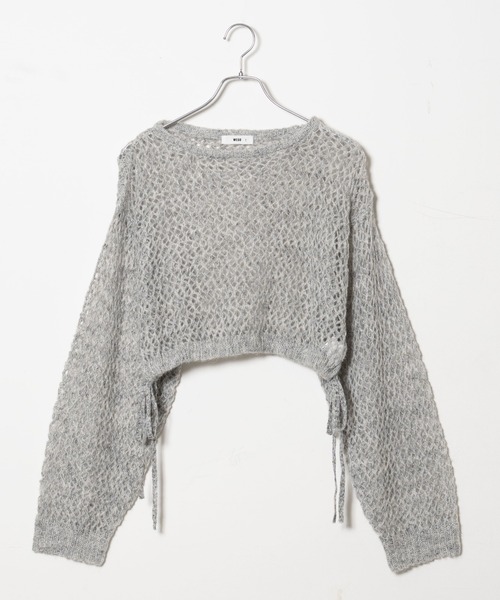 WEGO(ウィゴー)の「WEGO/メランジメッシュリボンプルオーバー(ニット/セーター・レディース・ブルー/ホワイト/杢グレー・FREE)」の5枚目の写真