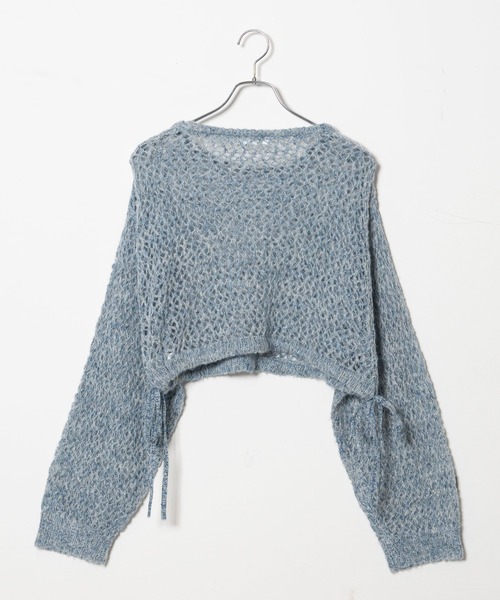 WEGO(ウィゴー)の「WEGO/メランジメッシュリボンプルオーバー(ニット/セーター・レディース・ブルー/ホワイト/杢グレー・FREE)」の7枚目の写真