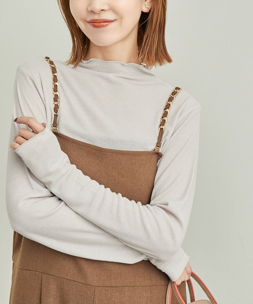 ROPE' PICNIC（ロペピクニック）の「吸湿発熱/シアーカットプチハイネックプルオーバー（Tシャツ/カットソー・レディース・キナリ/ブラック/チャコールグレー/ライトグレー・38）」の4枚目の写真