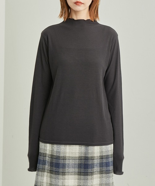 ROPE' PICNIC（ロペピクニック）の「吸湿発熱/シアーカットプチハイネックプルオーバー（Tシャツ/カットソー・レディース・キナリ/ブラック/チャコールグレー/ライトグレー・38）」の13枚目の写真