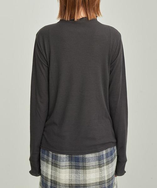 ROPE' PICNIC（ロペピクニック）の「吸湿発熱/シアーカットプチハイネックプルオーバー（Tシャツ/カットソー・レディース・キナリ/ブラック/チャコールグレー/ライトグレー・38）」の9枚目の写真