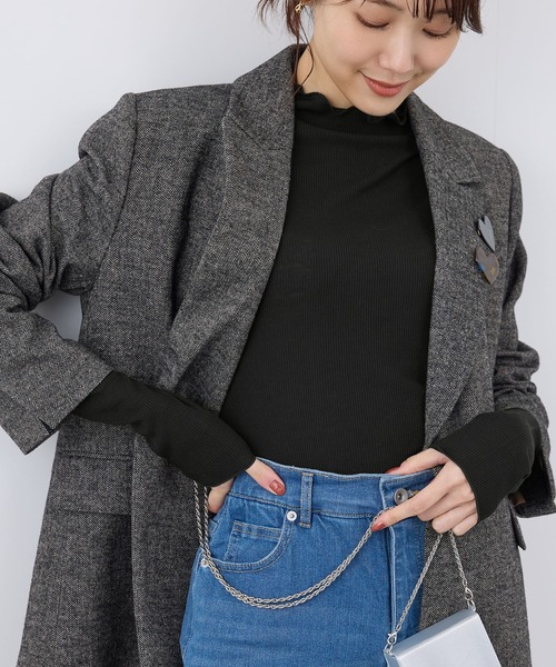 ROPE' PICNIC（ロペピクニック）の「吸湿発熱/シアーカットプチハイネックプルオーバー（Tシャツ/カットソー・レディース・キナリ/ブラック/チャコールグレー/ライトグレー・38）」の19枚目の写真