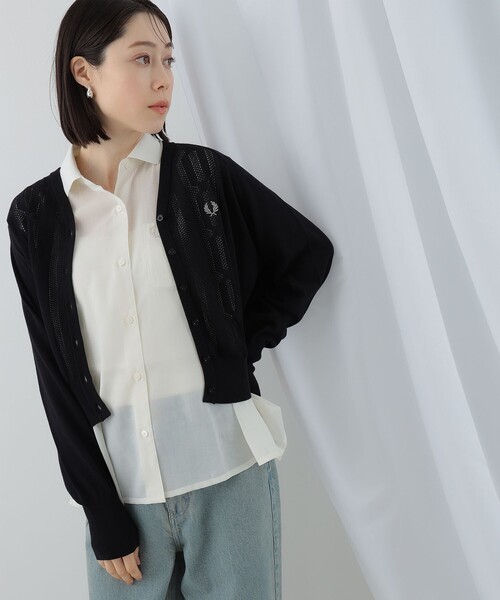 Ray BEAMS(レイビームス)の「FRED PERRY × Ray BEAMS / 別注 Open Knit Cardigan(カーディガン/ボレロ・レディース・ブラック/ナチュラル・10)」の18枚目の写真